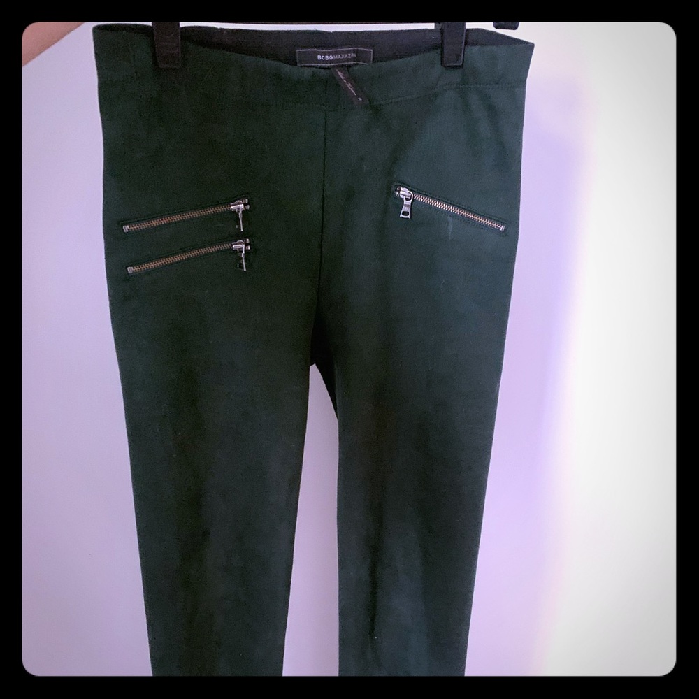 BcbgMaxAzria green suede pants